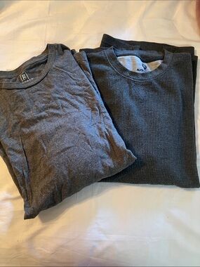 George Long Sleeve Crew Neck Shirts in Charcoal Gray